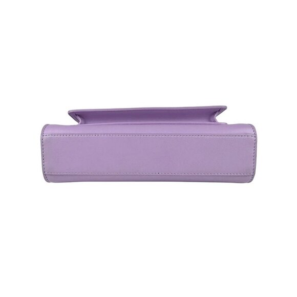 BURBERRY Handbag Shoulder Bag Purple Leather/Silvertone - Picture 4 of 13